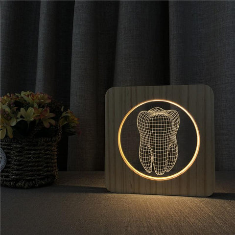 3D Wooden Molar Lamp - Dental Decorating Lamp - TOOTHLET