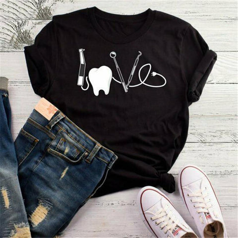 LOVE DENTISTRY COUPLE T-SHIRT Toothlet women black M