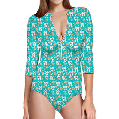 Smiley Teeth Surf Summer Monokini