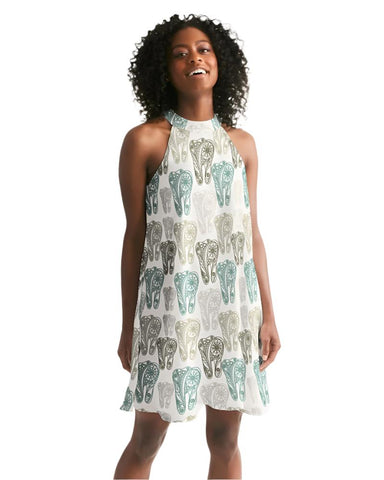 mandala Women's All-Over Print Halter Dress