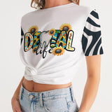 A17-PH-231212-02 Women's All-Over Print Twist-Front Cropped Tee