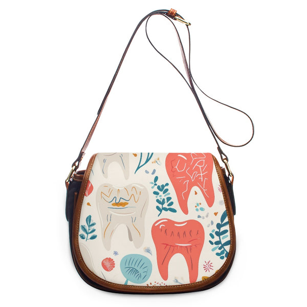 Artistic Tooth Bloom Saddle Handbag