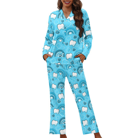 Blue Hearts & Rainbows Dental Women's Pajama Set