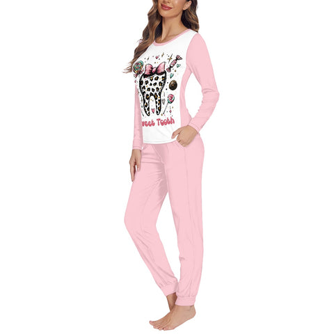 Long Women's Round Neck Two-Piece Pajama Sets