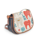 Artistic Tooth Bloom Saddle Handbag