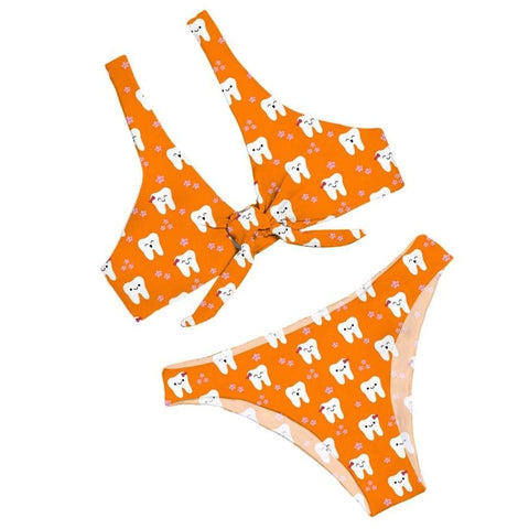 Toothy Summer Bow Bikini Set - Dental Beachwear - TOOTHLET