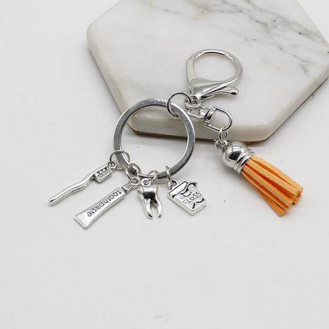 Dental Tassel Handbag Charm Keychain