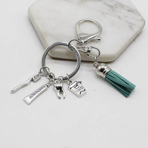 Dental Tassel Handbag Charm Keychain