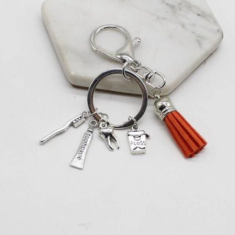 Dental Tassel Handbag Charm Keychain