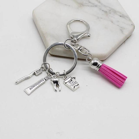 Dental Tassel Handbag Charm Keychain