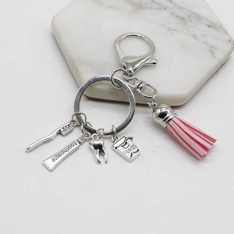 Dental Tassel Handbag Charm Keychain