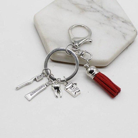 Dental Tassel Handbag Charm Keychain