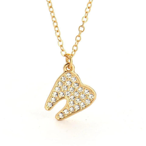 Diamond Embellished Tooth Necklace