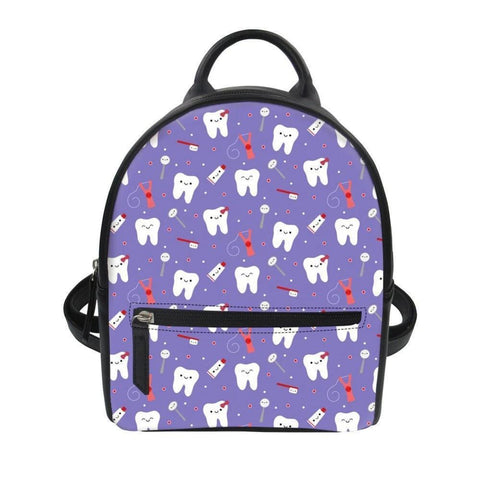 HAPPY TEETH FAUX LEATHER BACKPACK PURSE Toothlet HAPPY TEETH PURPLE