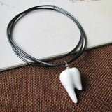 Pearly Teeth Leather Necklace
