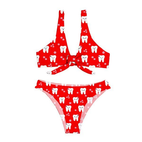 Toothy Summer Bow Bikini Set