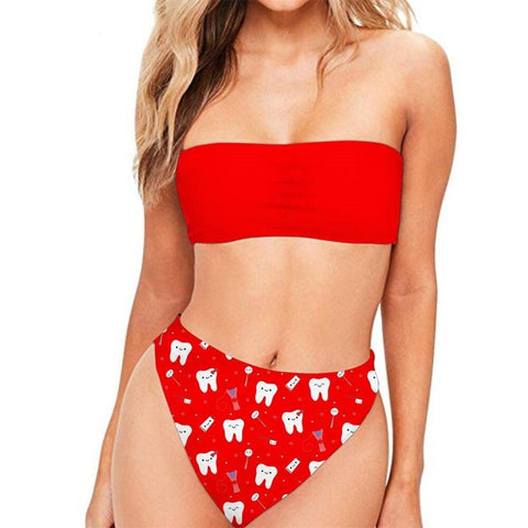 Happy Teeth Summer Strapless Bikini Set - Dental Bikini - TOOTHLET
