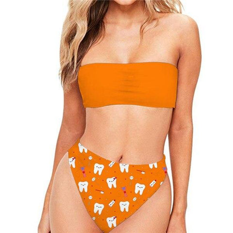 Happy Teeth Summer Strapless Bikini Set