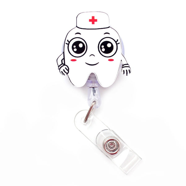 Smiley Dental Nurse Retractable Badge Holder
