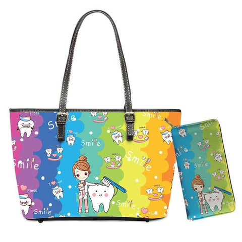 Dental Practice Tote Handbag and Wallet Set