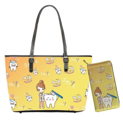 Dental Practice Tote Handbag and Wallet Set