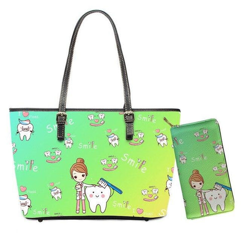 Dental Practice Tote Handbag and Wallet Set