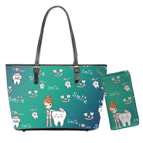 Dental Practice Tote Handbag and Wallet Set