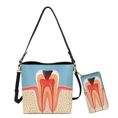 Cool Anatomy Shoulder Crossbody Handbag and Wallet Set