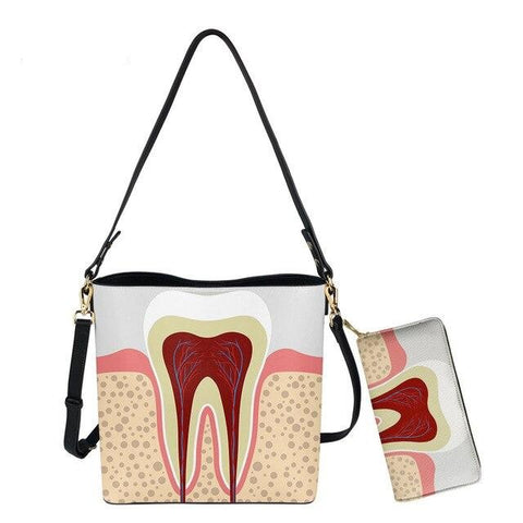 Cool Anatomy Shoulder Crossbody Handbag and Wallet Set