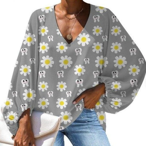 Casual Molar Daisy Chiffon Blouse
