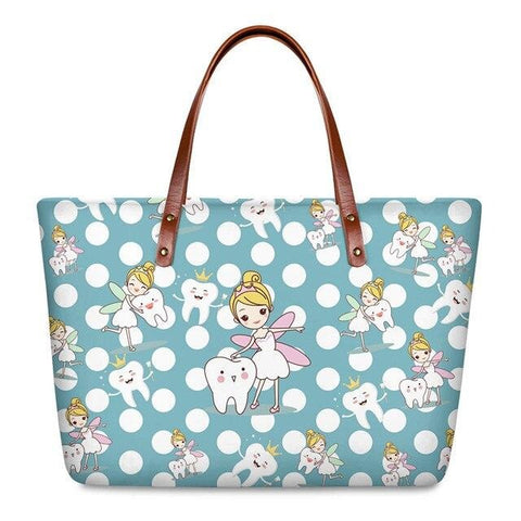 Polka Dot Tooth Fairy Tote Handbag