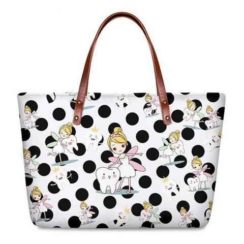 Polka Dot Tooth Fairy Tote Handbag