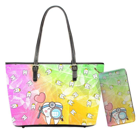 Tooth Loupe Tote Handbag and Wallet Set