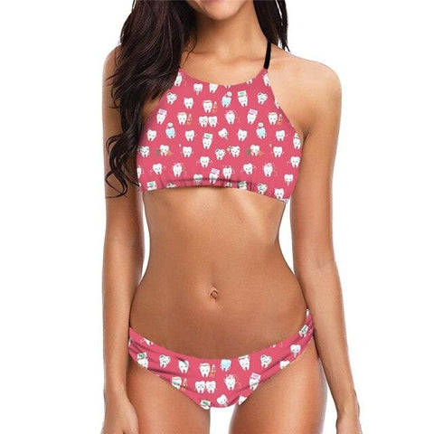 Tooth Clinic Summer Halter Bikini Set