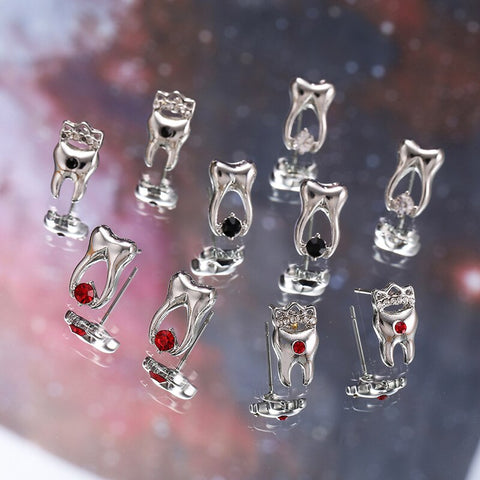 Elegant Silver Molar Earrings