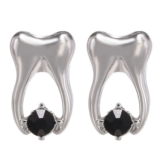 Elegant Silver Molar Earrings