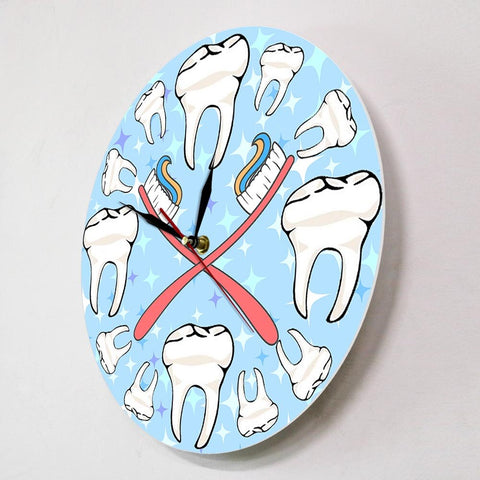 Toothbrushes and Molars Wall Clock