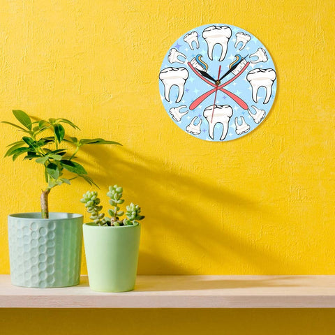 Toothbrushes and Molars Wall Clock