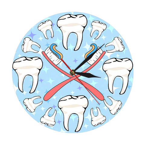 Toothbrushes and Molars Wall Clock