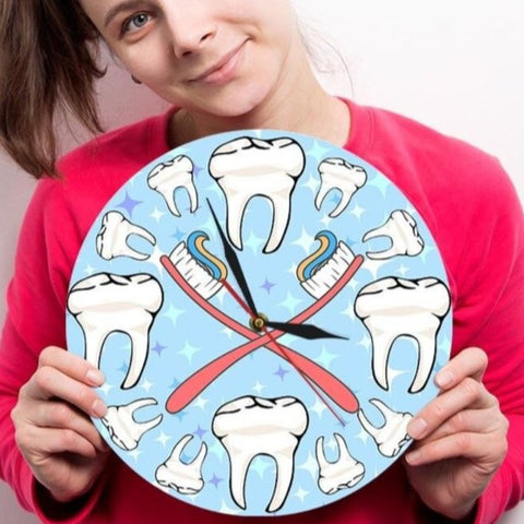 Toothbrushes and Molars Wall Clock