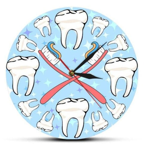Toothbrushes and Molars Wall Clock