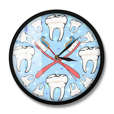 Toothbrushes and Molars Wall Clock