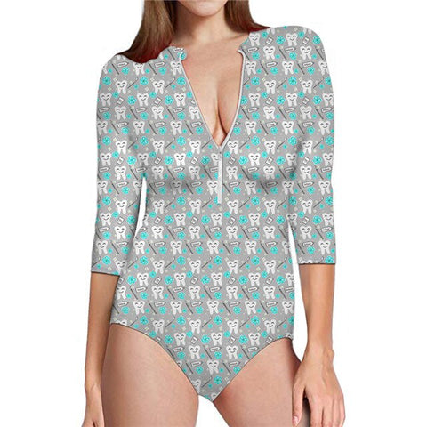 Smiley Teeth Surf Summer Monokini