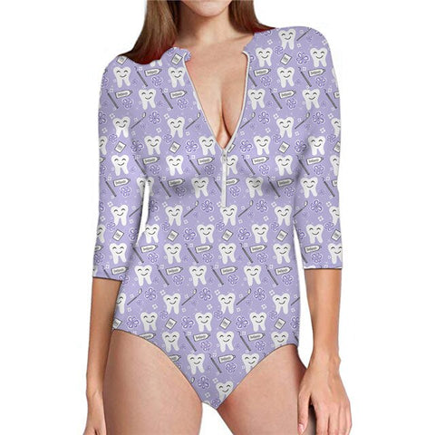 Smiley Teeth Surf Summer Monokini