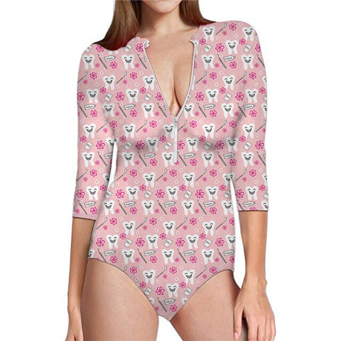 Smiley Teeth Surf Summer Monokini