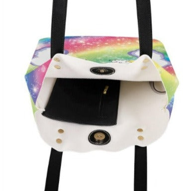Cloudy Rainbow Teeth Tote Handbag