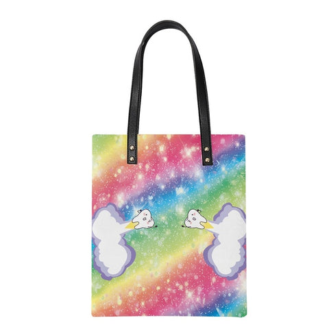 Cloudy Rainbow Teeth Tote Handbag