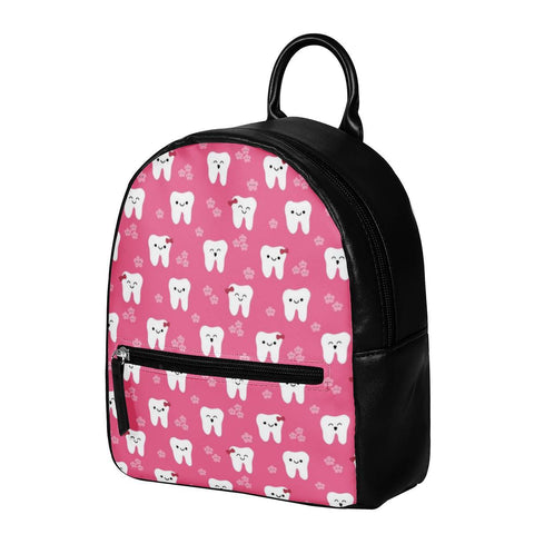 Toothy Pink Faux Leather Backpack Purse