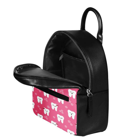 Toothy Pink Faux Leather Backpack Purse