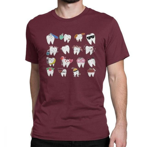UNISEX MOLAR BUDDIES AMUSING T-SHIRT Toothlet Burgundy M